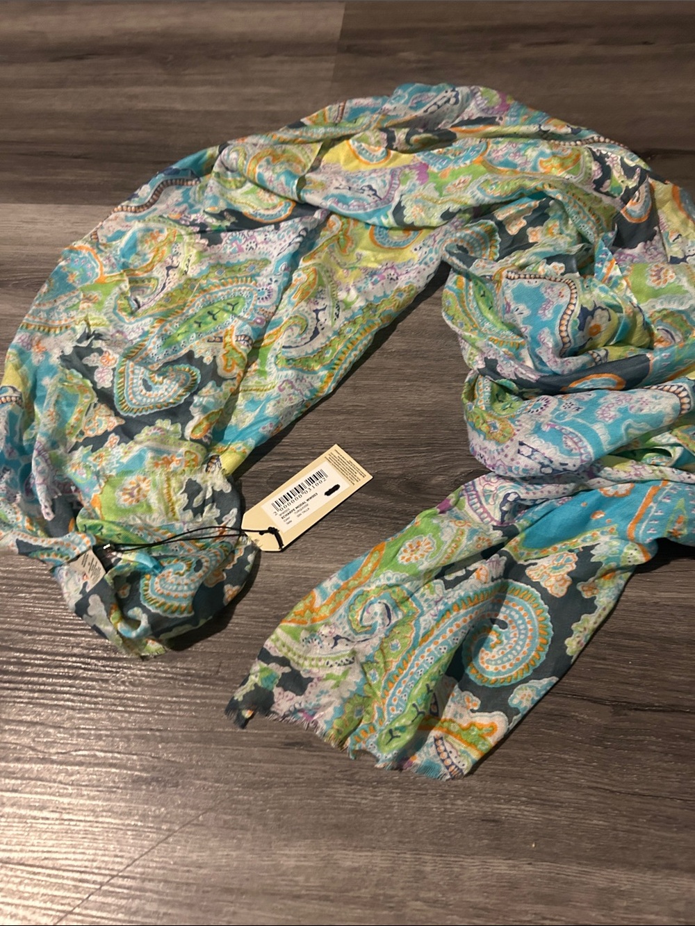 Lightweight Paisley Scarf in Teal & Green